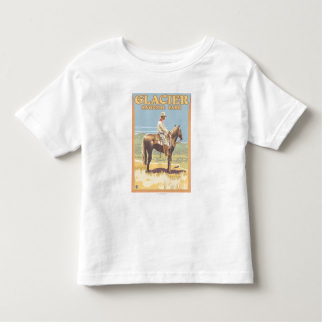 Cowboy on Horseback - Glacier National Park, Toddler T-Shirt (Front)