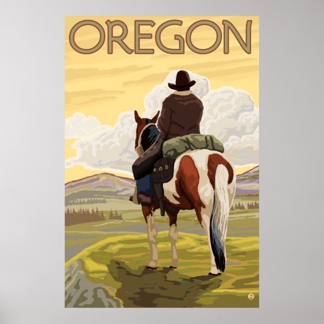Cowboy on Horseback Poster (Front)