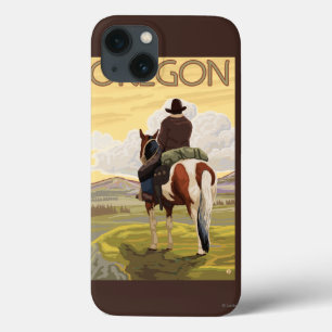 Cowboy on Horseback Vintage Travel Poster iPhone 13 Case
