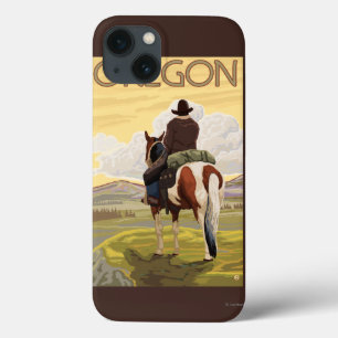 Cowboy on Horseback Vintage Travel Poster iPhone 13 Case