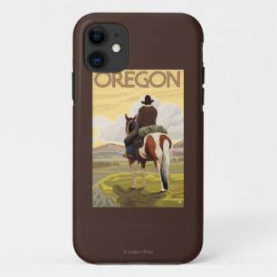 Cowboy on Horseback Vintage Travel Poster iPhone 11 Case