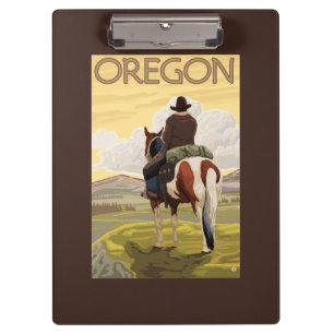 Cowboy on Horseback Vintage Travel Poster Clipboard