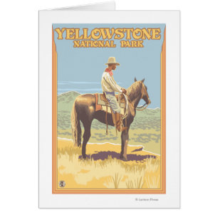 Cowboy on Horseback - Yellowstone National