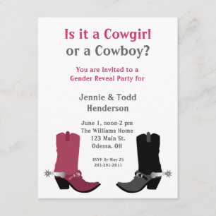 Cowboy or Cowgirl? Gender Reveal Party Invitation