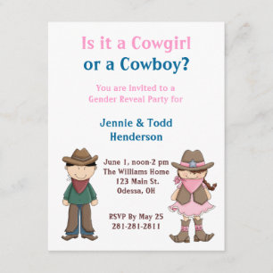 Cowboy or Cowgirl? Gender Reveal Party Invitation
