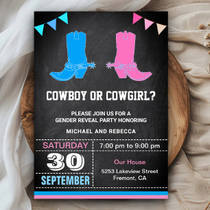 Cowboy or Cowgirl Gender Reveal Party Invitation