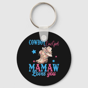 Cowboy Or Cowgirl Mamaw Loves You Gender Reveal Pa Key Ring