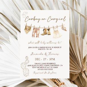 Cowboy or Cowgirl Western Gender Reveal Invitation