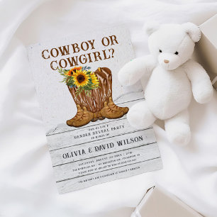 Cowboy or Cowgirl Western Gender Reveal Invitation
