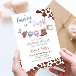 Cowboy or Cowgirl Western Gender Reveal Invitation