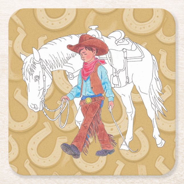 Cowboy Paper Coaster (Front)