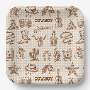 Cowboy Paper Plates, Western Rodeo Party Plate
