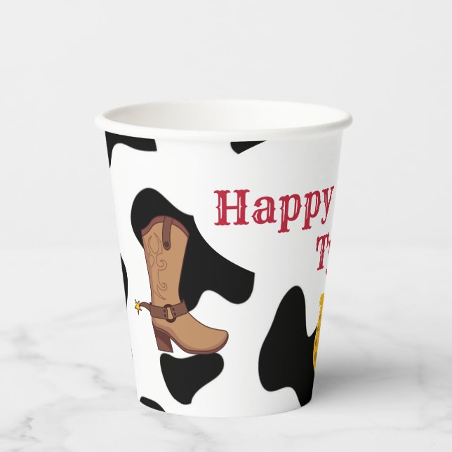 Cowboy Party Personalised Paper Cups (Front)