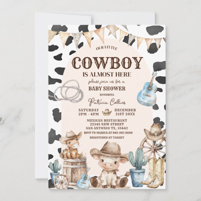 Cowboy Pattern Wild West Baby Shower Invitation (Front)