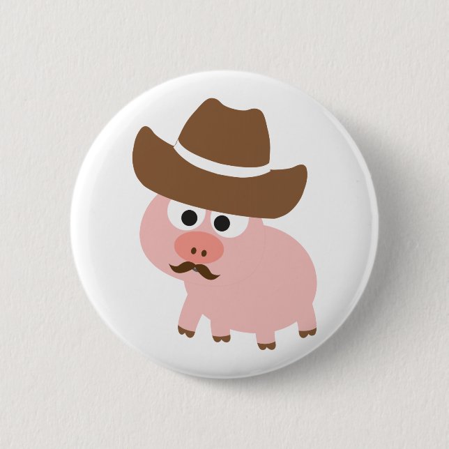 Cowboy Pig 6 Cm Round Badge (Front)