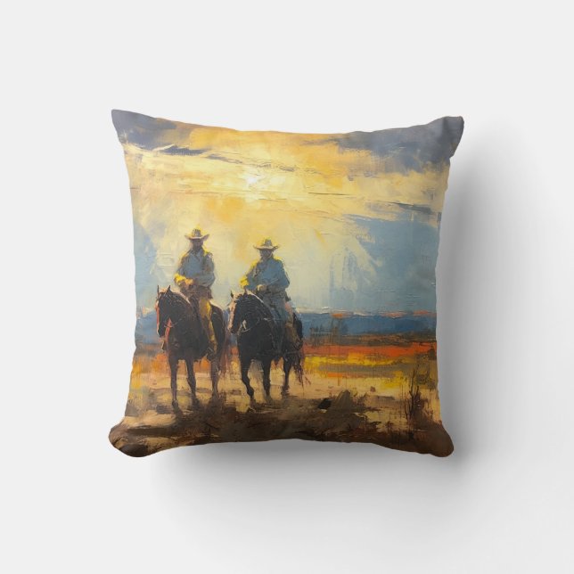 Cowboy Pillow Western Cushion Wild West Pillow (Front)