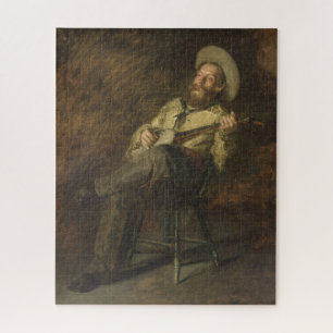 Cowboy Playing the Banjo and Singing Country Music Jigsaw Puzzle