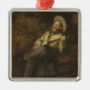 Cowboy Playing the Banjo and Singing Country Music Metal Ornament