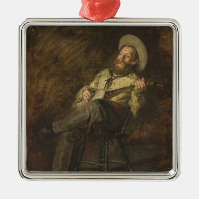 Cowboy Playing the Banjo and Singing Country Music Metal Ornament (Front)