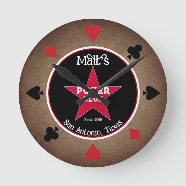 Cowboy Poker Club Wall Clock (Front)