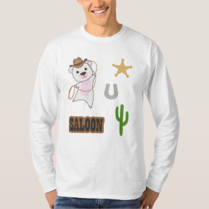 Cowboy Polar Bear Saloon Western Sticker T-Shirt