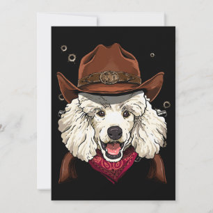 Cowboy Poodle Western Rodeo Cowboy Hat and Bandann Invitation