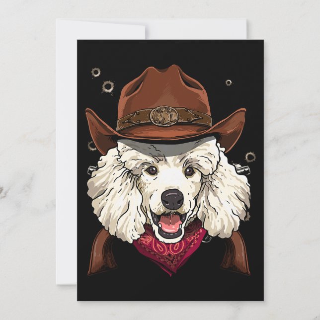 Cowboy Poodle Western Rodeo Cowboy Hat and Bandann Invitation (Front)