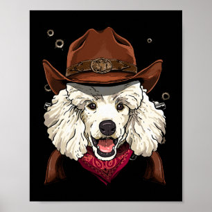 Cowboy Poodle Western Rodeo Cowboy Hat and Bandann Poster