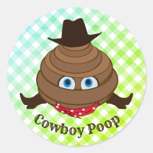 Cowboy Poop Emoji Classic Round Sticker