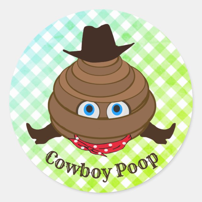Cowboy Poop Emoji Classic Round Sticker (Front)