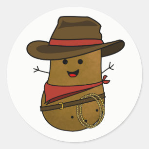 Cowboy Potato Classic Round Sticker
