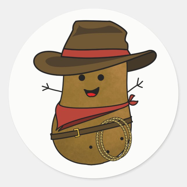 Cowboy Potato Classic Round Sticker (Front)