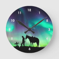 Cowboy Prayer Silhouette Wall Clock