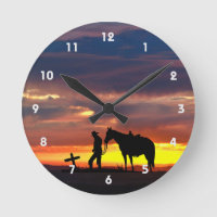 Cowboy Prayer Silhouette Wall Clock
