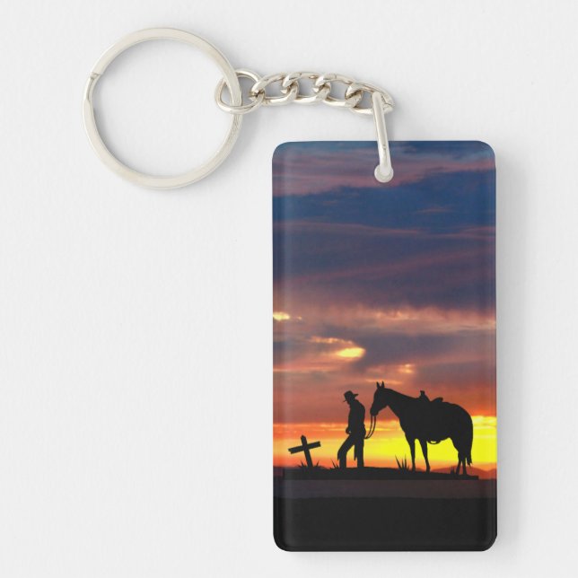 Cowboy Prayer with Sunset Key Ring (Front)