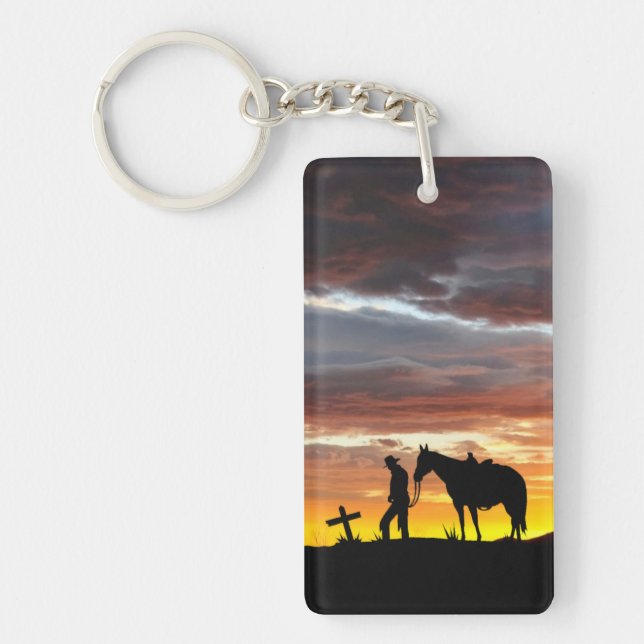 Cowboy Prayer with Sunset Key Ring (Front)
