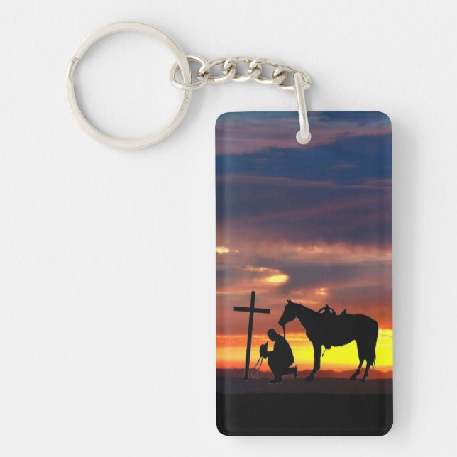 Cowboy Prayer with Sunset Key Ring (Front)