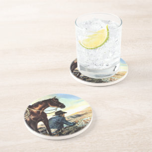 Cowboy Praying The Holy Rosary Custom Coaster