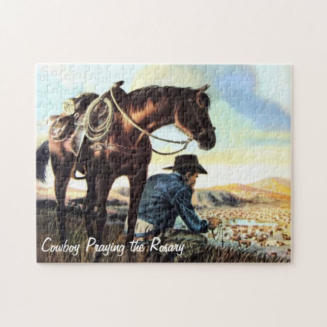 Cowboy Praying The Rosary Jigsaw Puzzle (Horizontal)