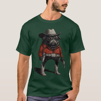 Cowboy Pug Dog Funny Western Outfit Red Pug Cowboy T-Shirt