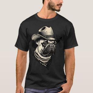 Cowboy Pug Dog Western Humour T-Shirt