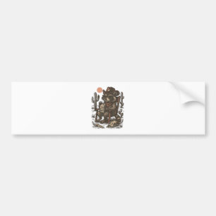 Cowboy Raccoon Funny Western Bumper Sticker