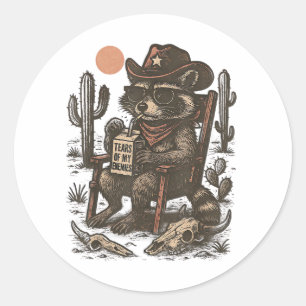 Cowboy Raccoon Funny Western  Classic Round Sticker