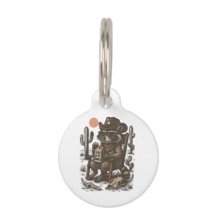 Cowboy Raccoon Funny Western Pet Tag