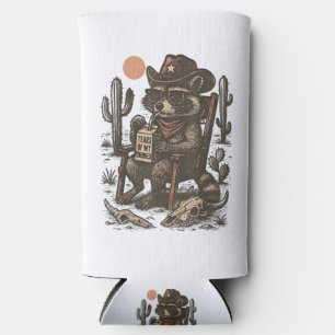Cowboy Raccoon Funny Western Seltzer Can Cooler