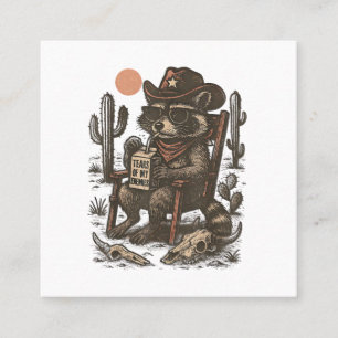Cowboy Raccoon Funny Western Square Business Card