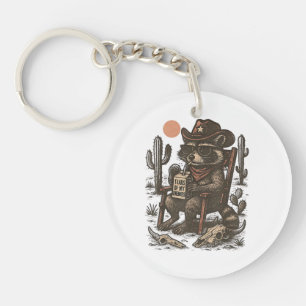 Cowboy Racoon Funny Western Key Ring