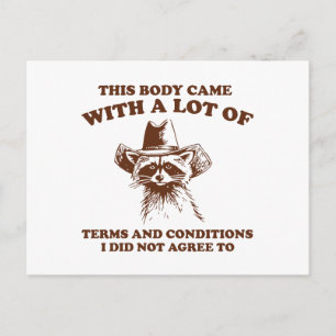 Cowboy Racoon Sarcastic Quote Graphic Postcard