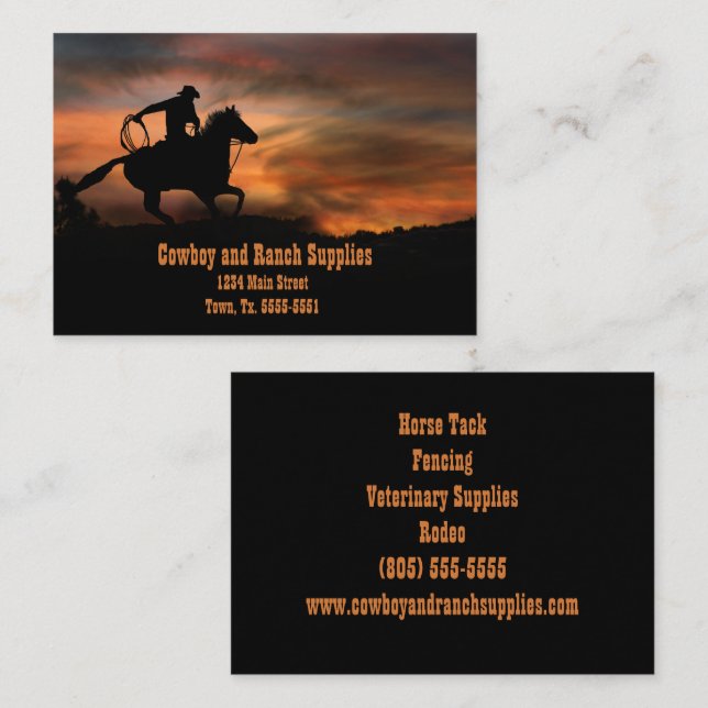 Cowboy Ranch Horse Tack Fencing Business Card (Front/Back)