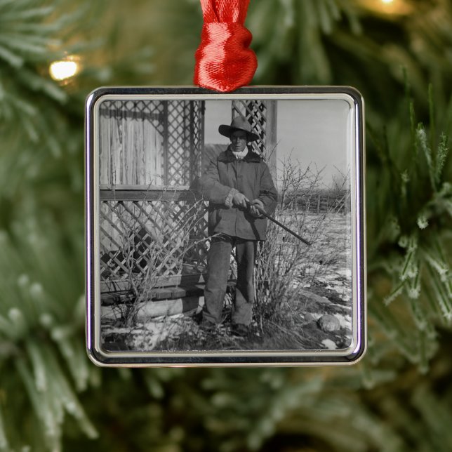 Cowboy Rancher or Canadian Outlaw of Old West Metal Ornament (Tree)